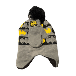 DC Comics Batman Black and Yellow Logo Beanie & Mitten Gloves Toddler